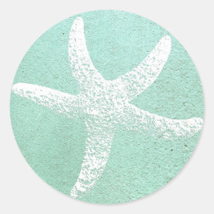Blauer und weißer Starfish-Aufkleber Runder Aufkleber