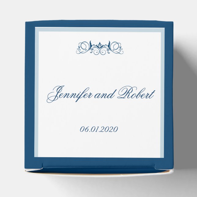 Blauer und weißer Streifen mit Blumenakzept Geschenkschachtel (Oben)