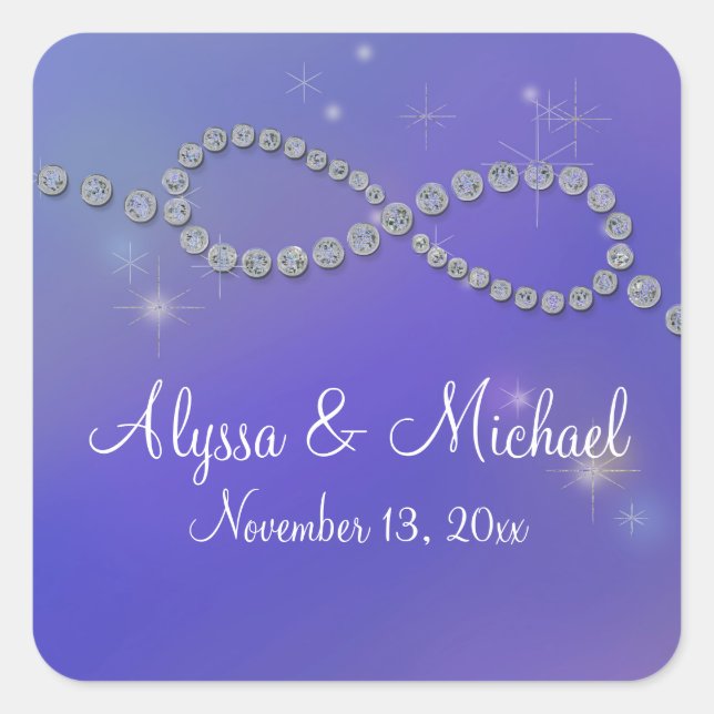 Blauer Unendlichkeitssymbol - unendliche Liebe-Twi Quadratischer Aufkleber (Vorderseite)