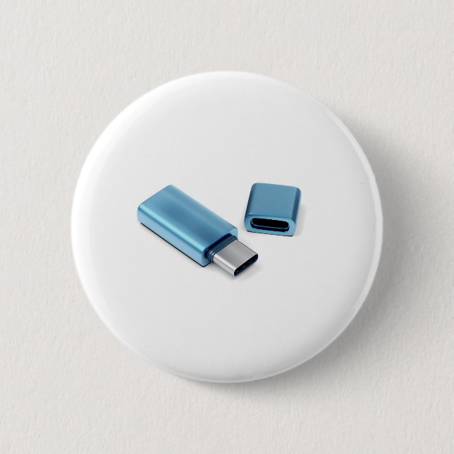 Blauer USB-c-Blitzstift Button (Vorderseite)
