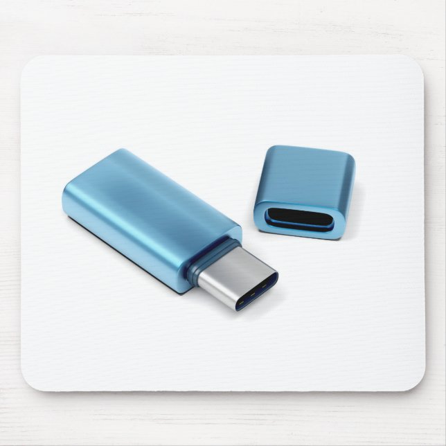 Blauer USB-c-Blitzstift Mousepad (Vorne)