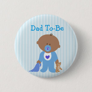 Blauer Vater als Babyduschknopf Button