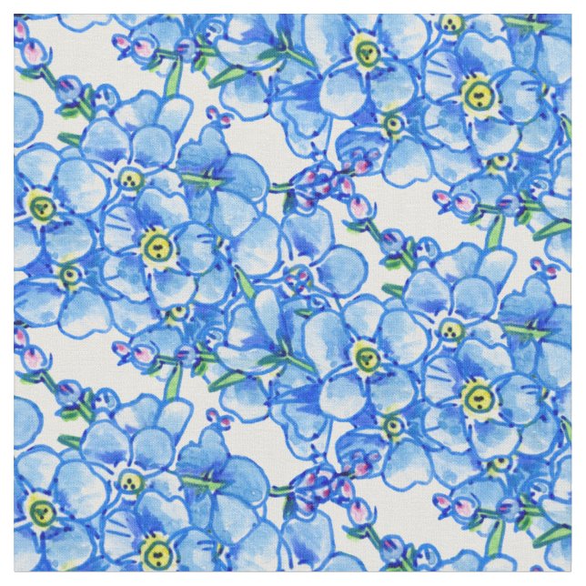 Blauer vergessener Blumengeflecht Stoff (Nahaufnahme)