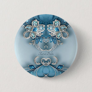 Blauer Verzierte Blumenknopf Button