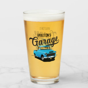 Blauer Vintage-LKW-Bierglas individuell Glas