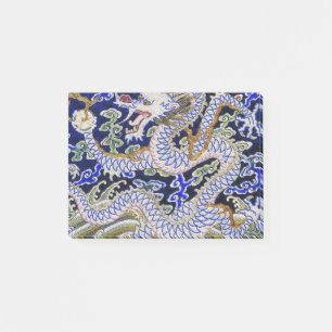 blauer Vintager chinesischer Tätowierung Post-it Klebezettel