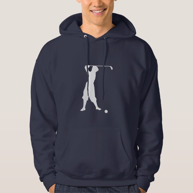 Blauer Vintager Golfspieler Hoodie (Vorderseite)
