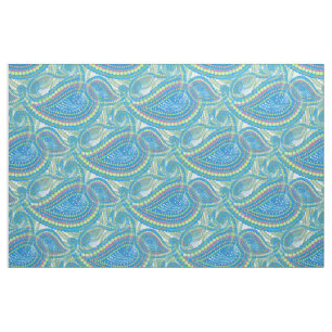 Blauer Violett Lime Green Paisley Floral Muster Stoff