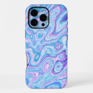 Blauer Violettlavender Abstrakter Marmortext iPhone 16 Pro Max Hülle