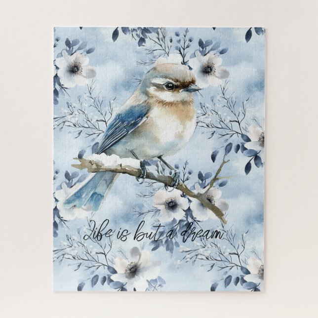 Blauer Vogel auf einem Ast (Vertikal)