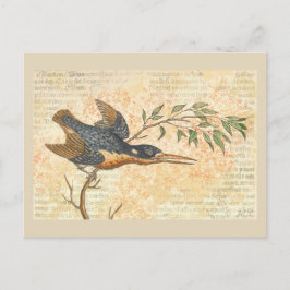 Blauer Vogel auf Zweig Postkarte