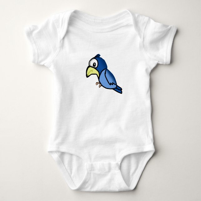 Blauer Vogel Baby Strampler (Vorderseite)
