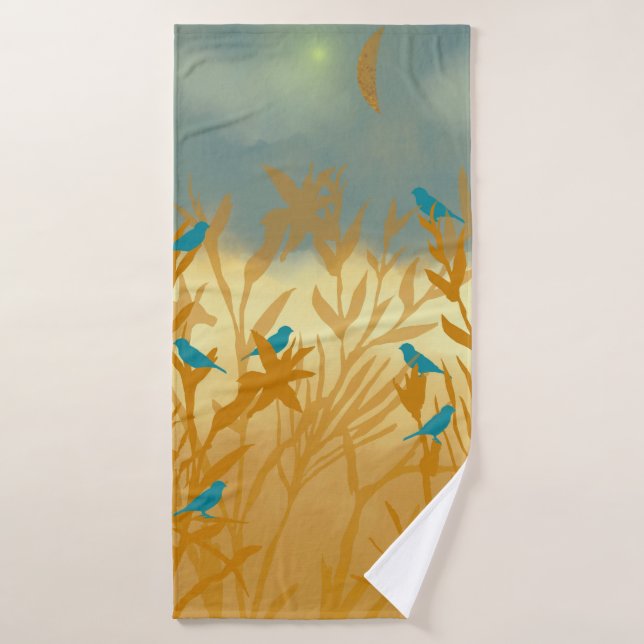 Blauer Vogel Badhandtuch Set (Badehandtuch)