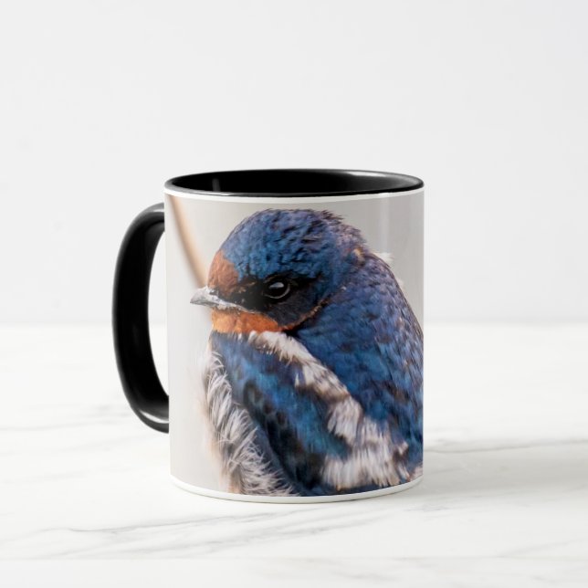 Blauer Vogel, Barschschlucken Tasse (Vorderseite Links)