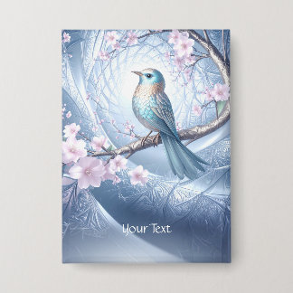 Blauer Vogel-Blumenknopf Button