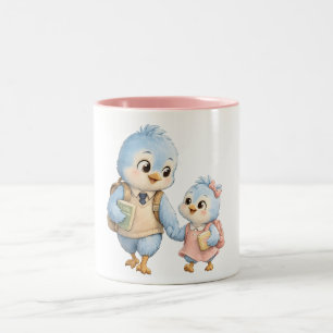 Blauer Vogel Bruder Schwester Latte Tasse
