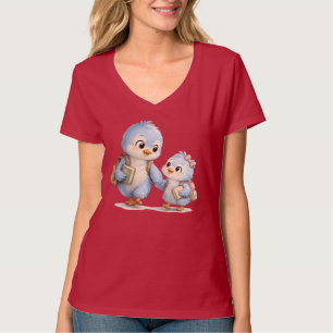Blauer-Vogel-Bruder-Schwester-V-Ausschnitt-Shirt T-Shirt