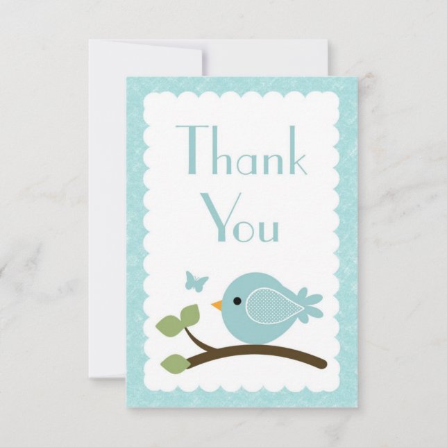 Blauer Vogel danken Ihnen Dankeskarte (Vorderseite)