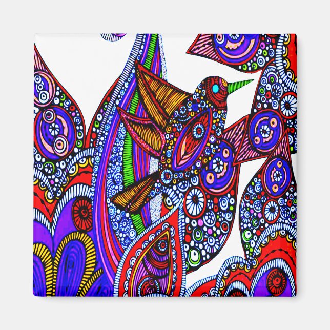 Blauer Vogel des Paradieses Weißmagnet Magnet (Vorne)