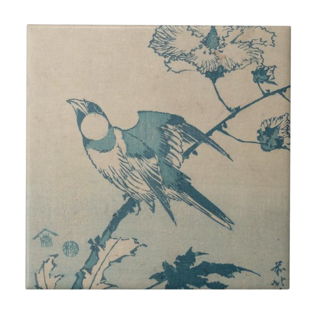 Blauer Vogel Fliese (Vorderseite)
