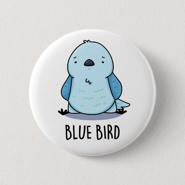 Blauer Vogel Funny Animal Pub Button (Vorderseite)