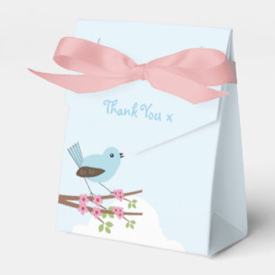 Blauer Vogel im Blüten-Baum Geschenkschachtel