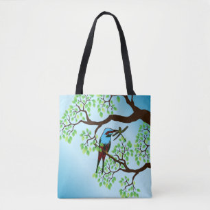 Blauer Vogel in Bäumen Tasche