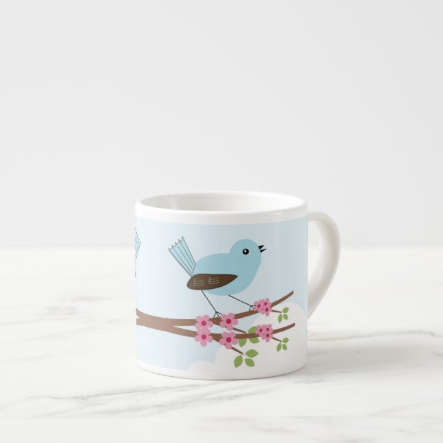 Blauer Vogel in Blossom Tree Espressotasse (Vorderseite Rechts)