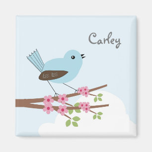 Blauer Vogel in Blossom Tree Personalisiert Magnet