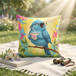 Blauer Vogel Kuschel-Wurfkissen Kissen