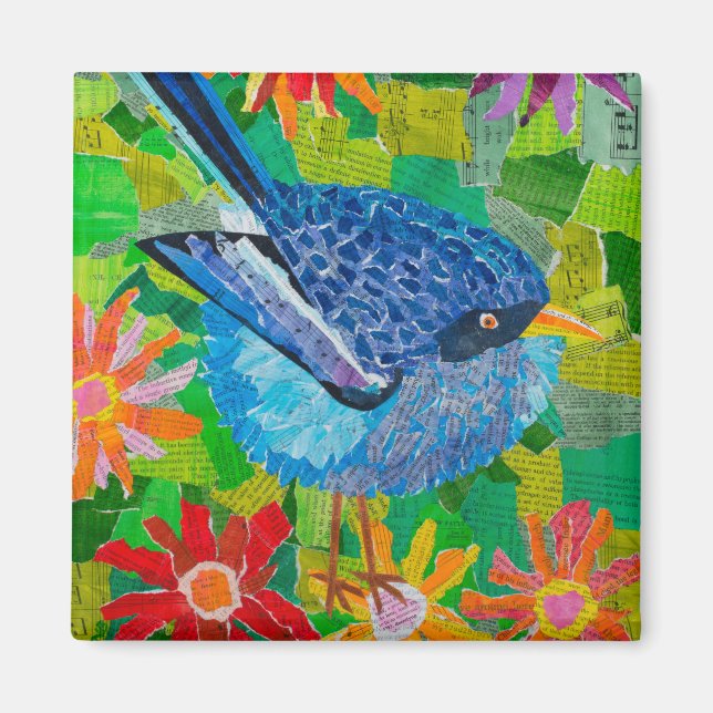 Blauer Vogel Magnet (Vorne)
