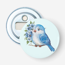 Blauer Vogel mit Blume Flaschenöffner