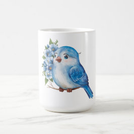 Blauer Vogel mit Blume Kaffeetasse