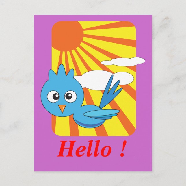 Blauer Vogel mit Sonnenschein Postkarte (Vorderseite)