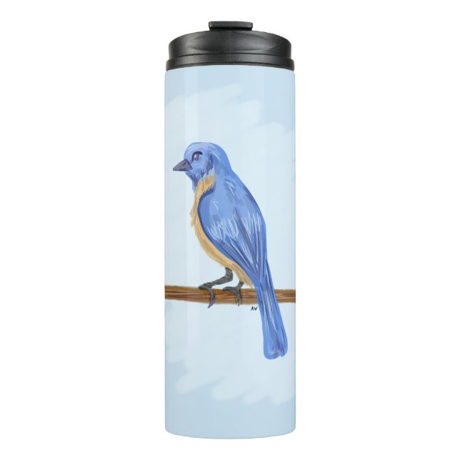 Blauer Vogel Thermosbecher (Vorderseite)