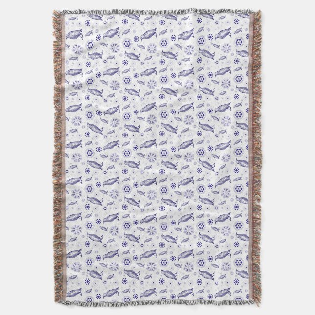 Blauer Vogel und Blume nahtlos Decke (Vorderseite Vertikal)