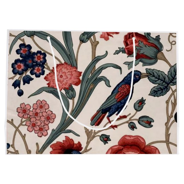 Blauer Vogel und Blumenbeutel Große Geschenktüte (Rückseite)