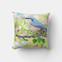 Blauer Vogel und Blüten von Apple