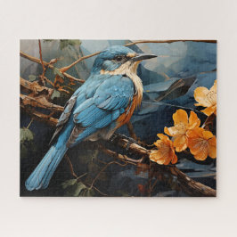 Blauer Vogel und Gelbe Blumen