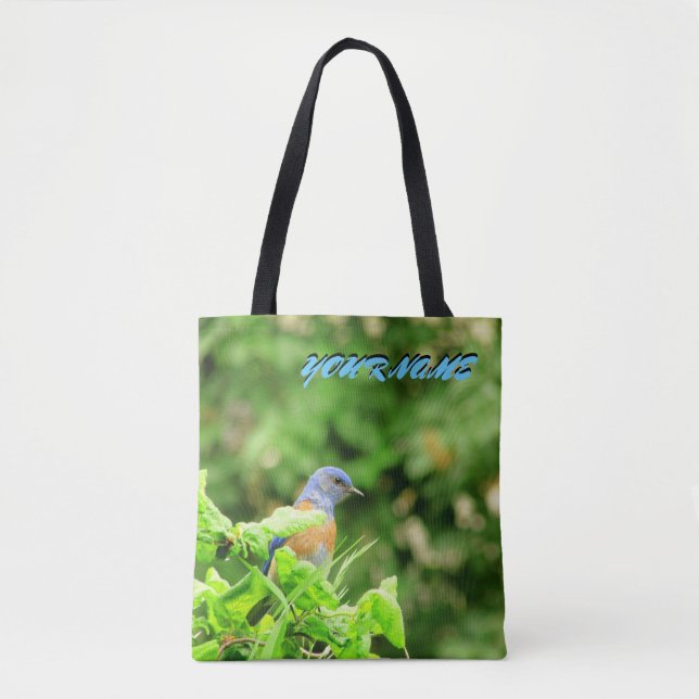 Blauer Vogel und Ihr Name Tasche (Vorderseite)