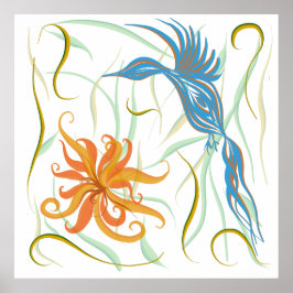 Blauer Vogel und Vogel des Paradieses Poster