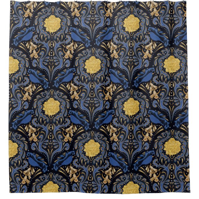 Blauer Vogelduschvorhang Duschvorhang (Vorderseite)