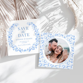 Blauer Volksmund Save the Date Foto Einladung