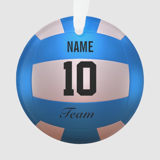 Blauer Volleyball Ornament (Vorderseite)