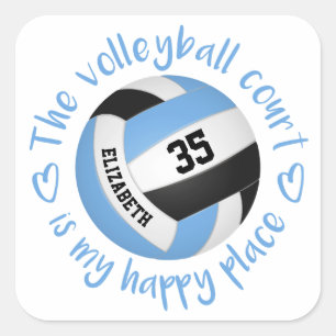 Blauer Volleyballplatz Happy Place Typos Quadratischer Aufkleber