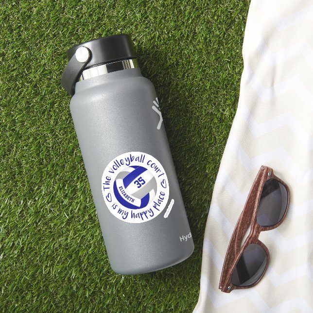 Blauer Volleyballplatz mein glücklicher Ort Aufkleber (HydroFlask Insitu)