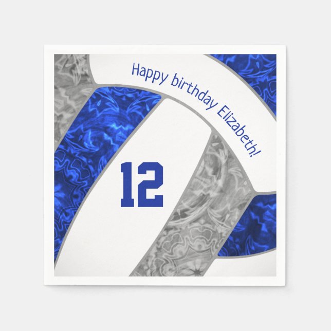 Blauer Volleyballsport für Mädchen Serviette (Vorderseite)