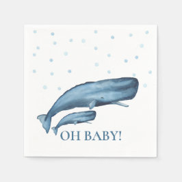 Blauer Wal & Bläschen Ocean Baby Dusche Serviette