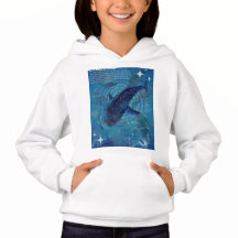 Blauer Wal Hoodie bedruckt auf beiden Seiten