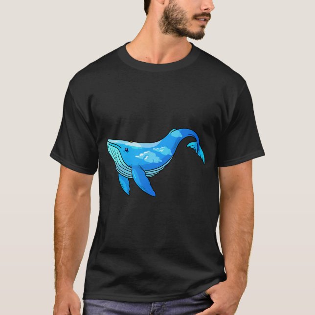 Blauer Wal mit Wolken T-Shirt (Vorderseite)
